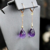 14k+18k Amethyst Waterdrop Earrings #2409