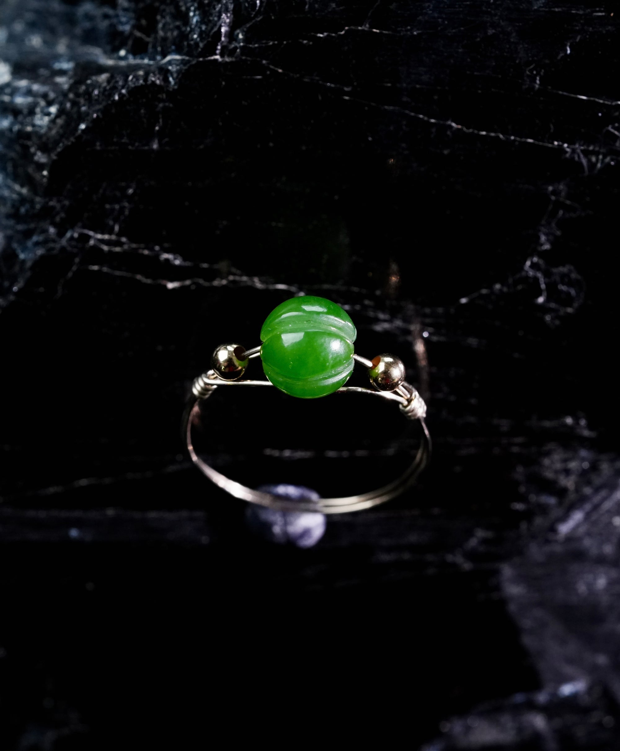 10K Totally Hand-wired Siberian Jade Ring #2406