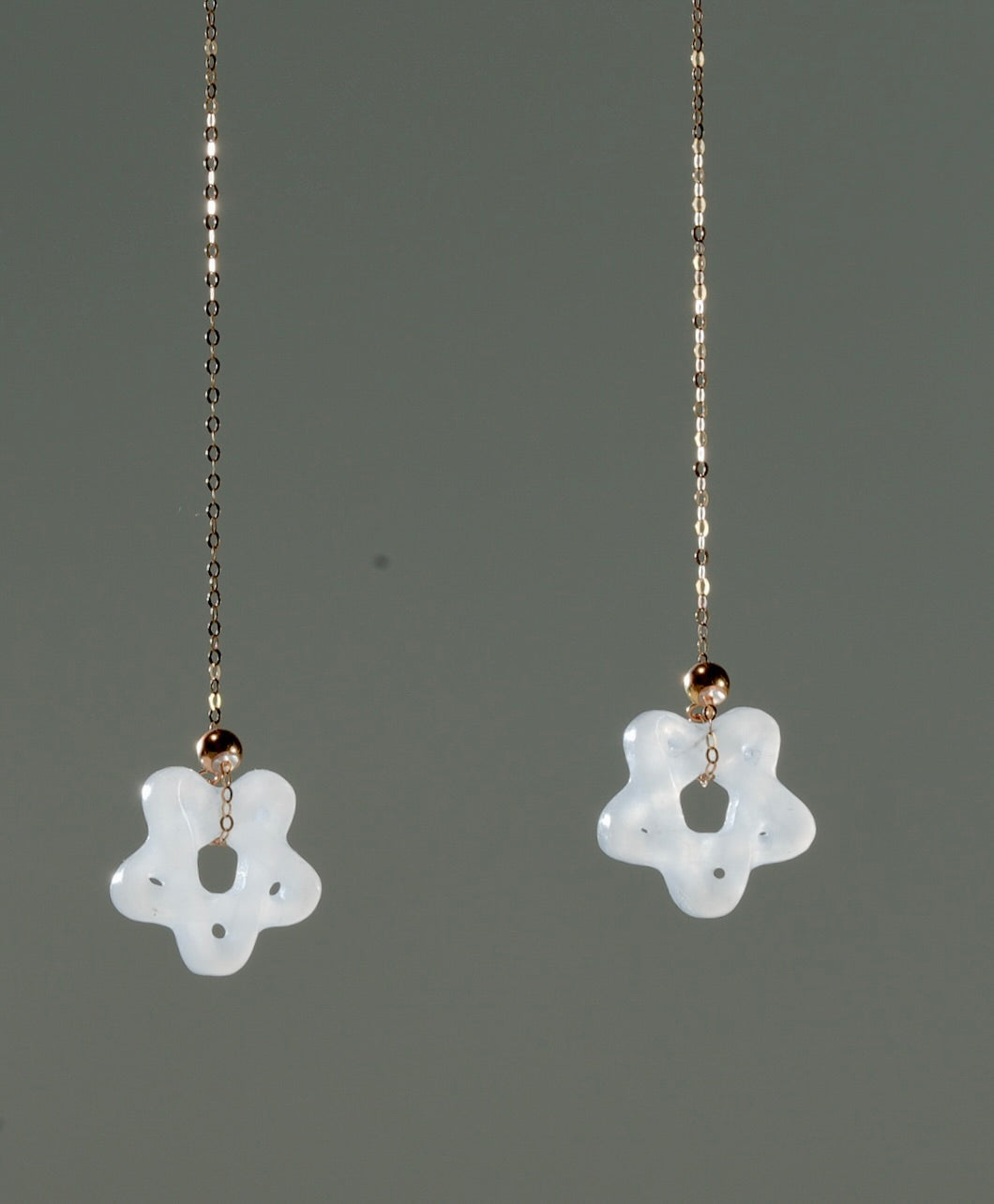 18k White Jade Earrings #1448