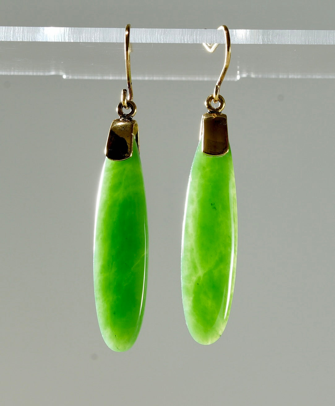 Long Teardrop Jade Earrings #1080