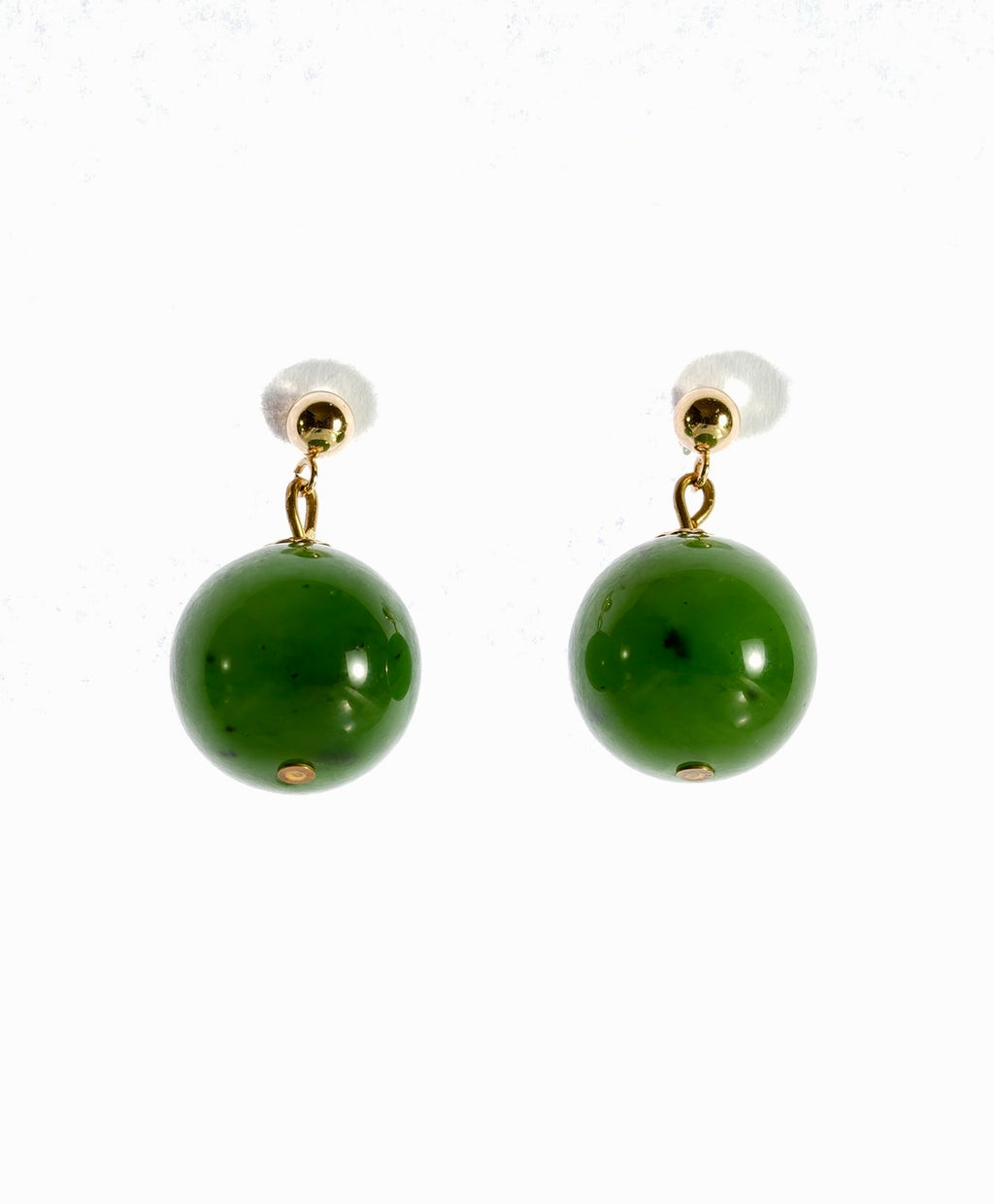 14k Canadian Jade Bead Earrings #1453