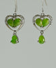 SILVER HEART SHAPE JADE EARRINGS #1681