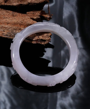 Smoke Purple Hetian Jade Bangle 57mm #2450