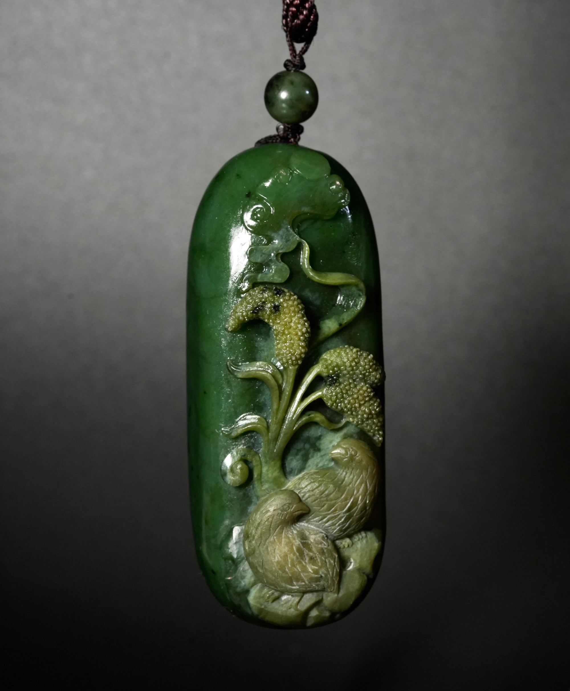 Wheat & Mandarin Ducks Jade Palm Stone #1021