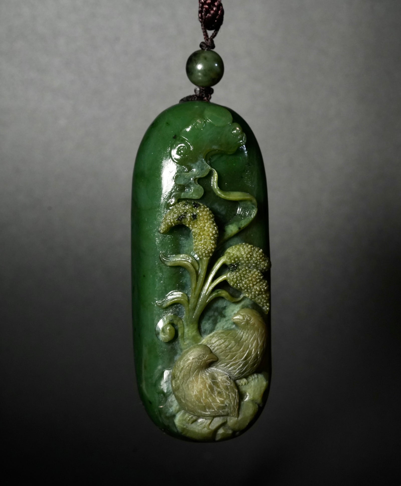 Wheat & Mandarin Ducks Jade Palm Stone #1021