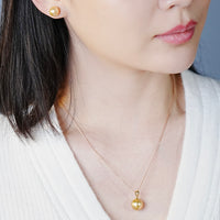 SOUTH SEA GOLD PEARL EARRINGS & PENDANT #1620