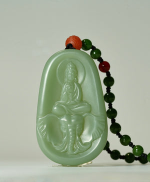 Buddha Elephant Jade Necklace #1415