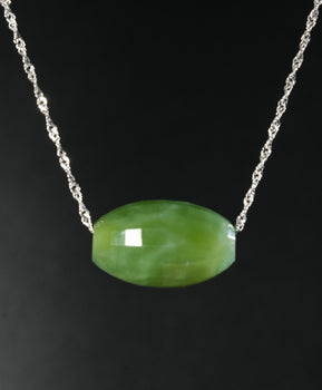 Siberian Jade Faceted Pendant Necklace Worry Free Natural Jade #1803