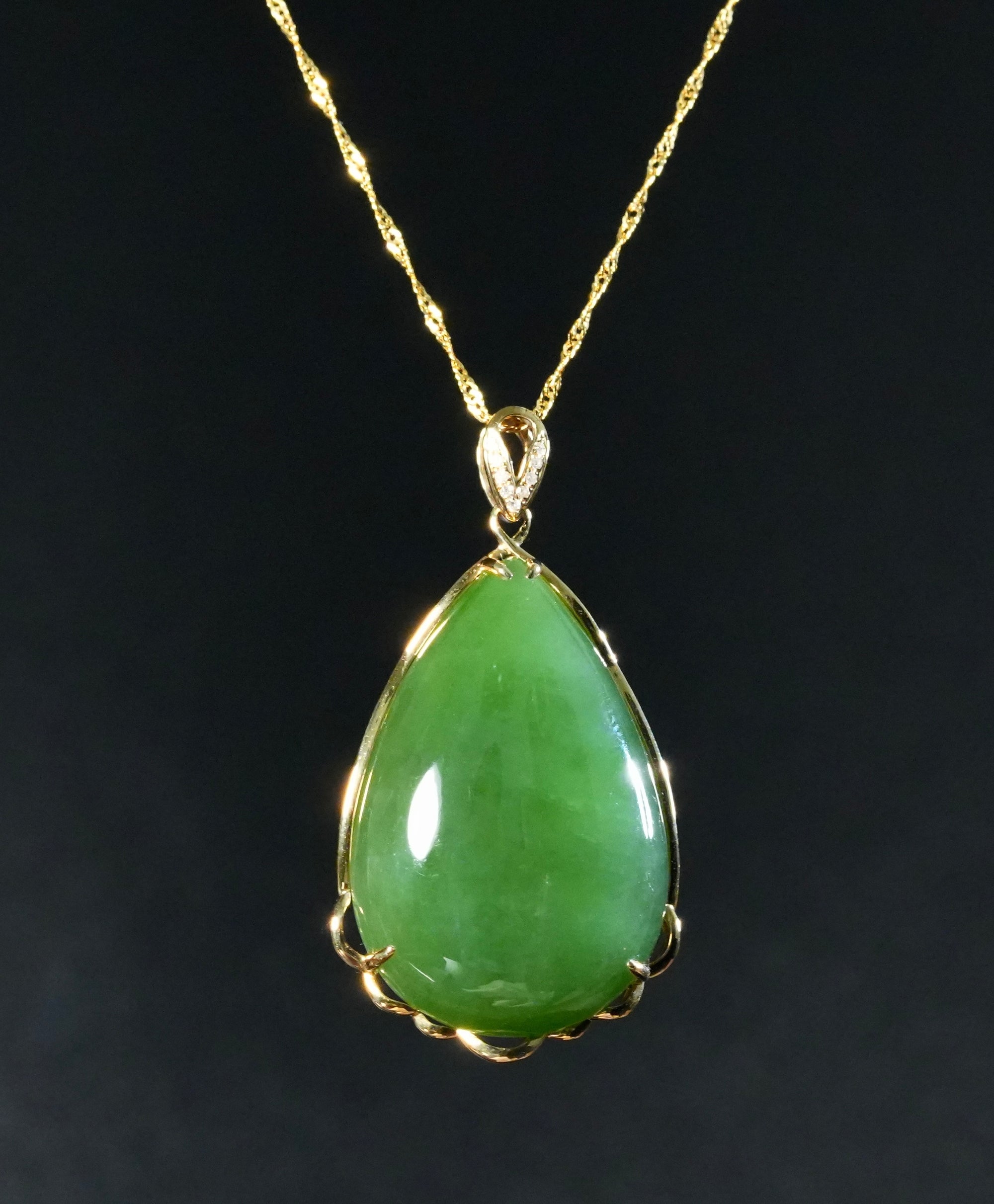 18k Siberian Jade Waterdrop Pendant #1671-4