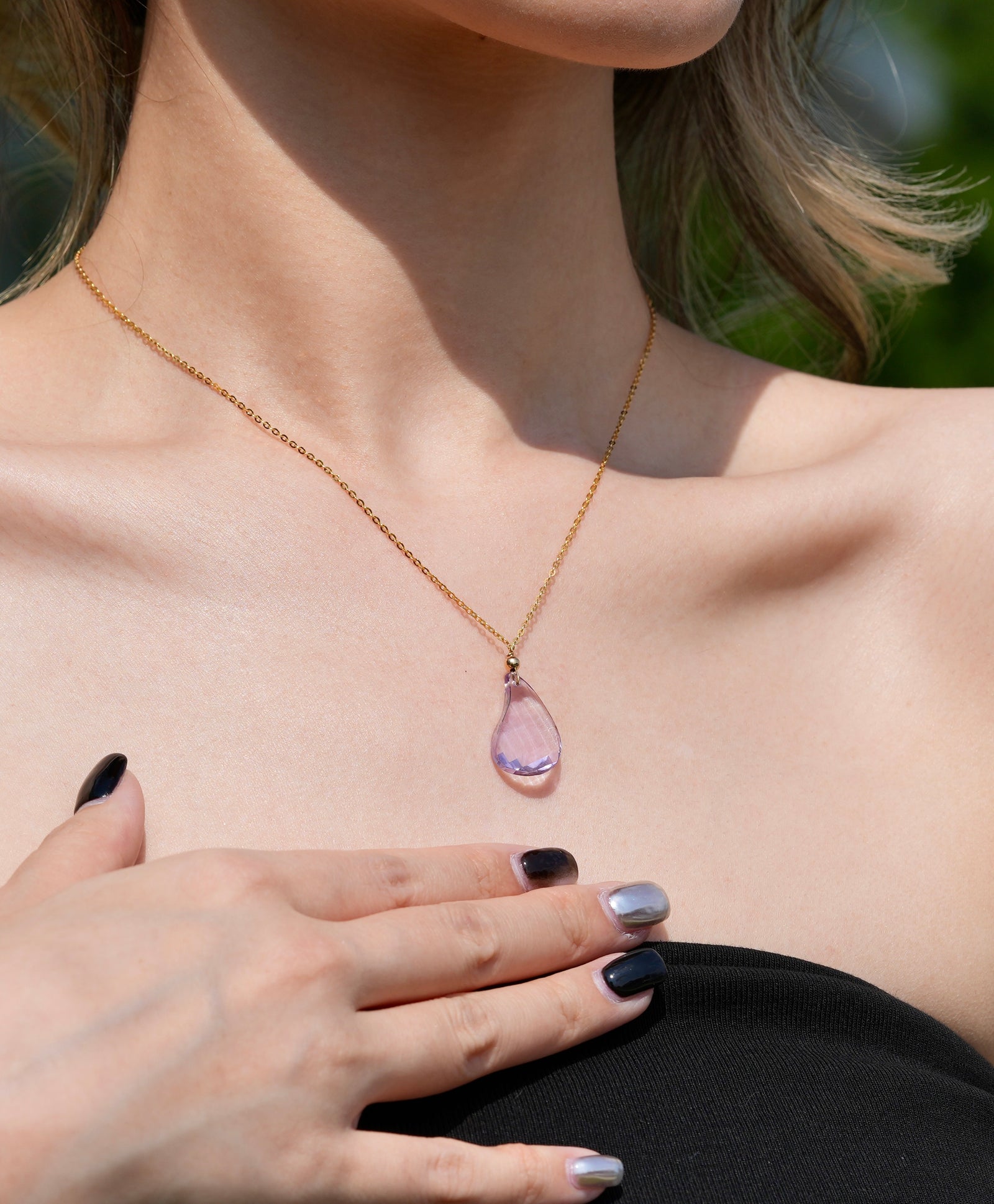 18K Teardrop Amethyst Necklace #10195