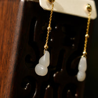 Smoky White Jade Gold Earrings #518