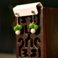 SIBERIAN JADE & AKOYA PEARL EARRINGS #1431