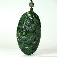 HAND CARVED JADE DRAGON PENDANT #1545