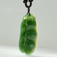 Chatoyant Jade Bean Pendant Necklace #1547