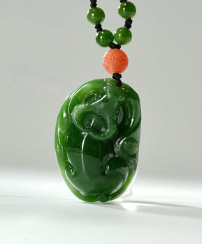 Jade Pendant Wishful Buffalo Natural Jade #1412