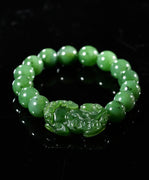 12mm Guardian of Fortune Pixiu Jade Bracelet #1936