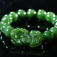 12mm Guardian of Fortune Pixiu Jade Bracelet #1936