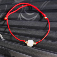 Red Cord White Jade Bracelet #2177