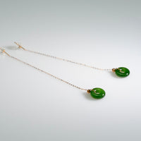 SIBERIAN JADE LONG CHAIN EARRINGS #1306