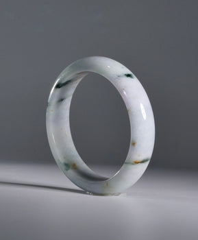 Certified Type A Burmese Jadeite Bangle - Rare 3-Color Natural Jade Bracelet (60mm)