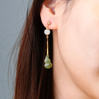 LIGHT SMOKE JADE EARRINGS #1428