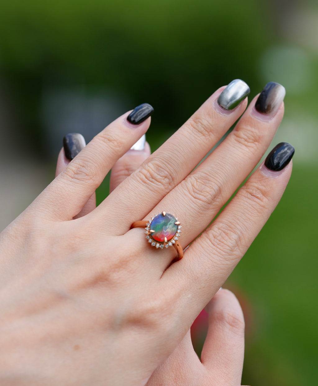 18k Ammolite Diamond Ring #2092