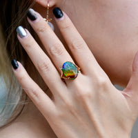 18K Diamond Ammolite Ring #365