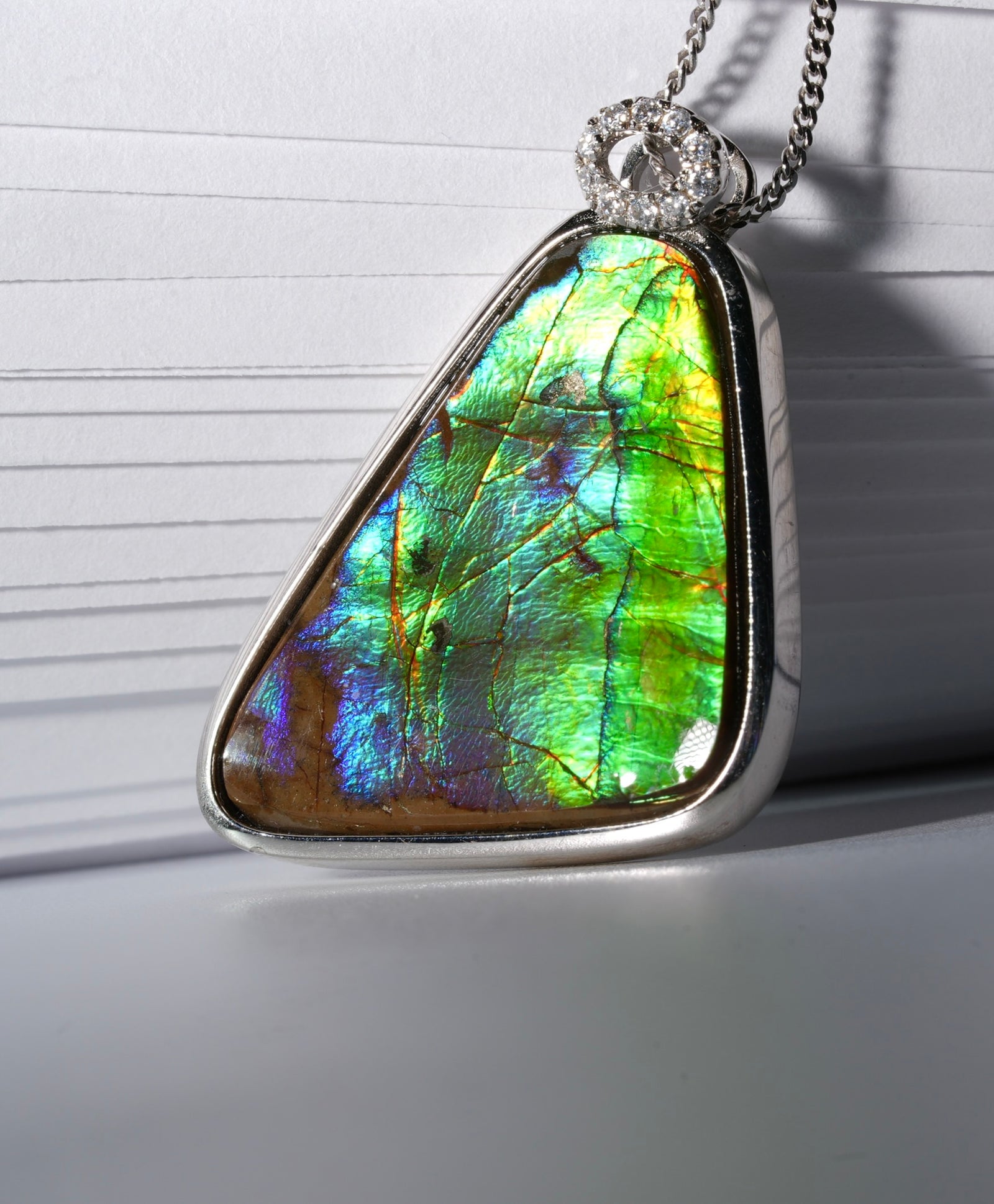 Crackle Pattern Ammolite Pendant #335