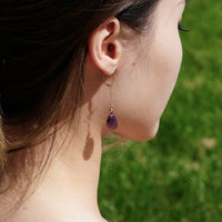 14k+18k Amethyst Waterdrop Earrings #2409