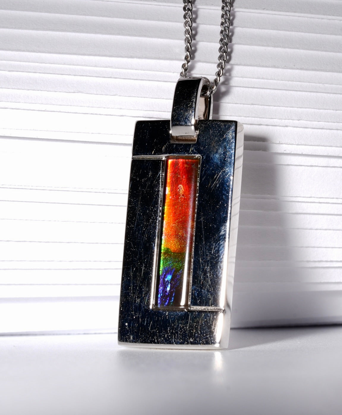 Safe and Sound/Peace Ribbon Ammolite Pendant #332