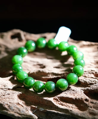 12mm Siberian Jade Beaded Bracelet #2316