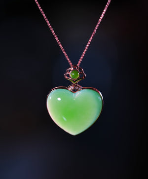 18k Siberian Jade Heart Necklace #2477