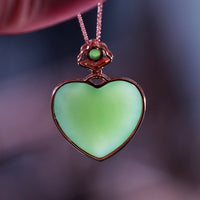 18k Siberian Jade Heart Necklace #2477