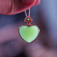 18k Siberian Jade Heart Necklace #2477