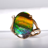 18K Diamond Ammolite Ring #365