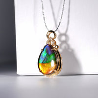 18k Waterdrop Ammolite Pendant #2011