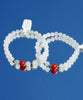 Carnelian and White Jade Beaded Bracelet #2465