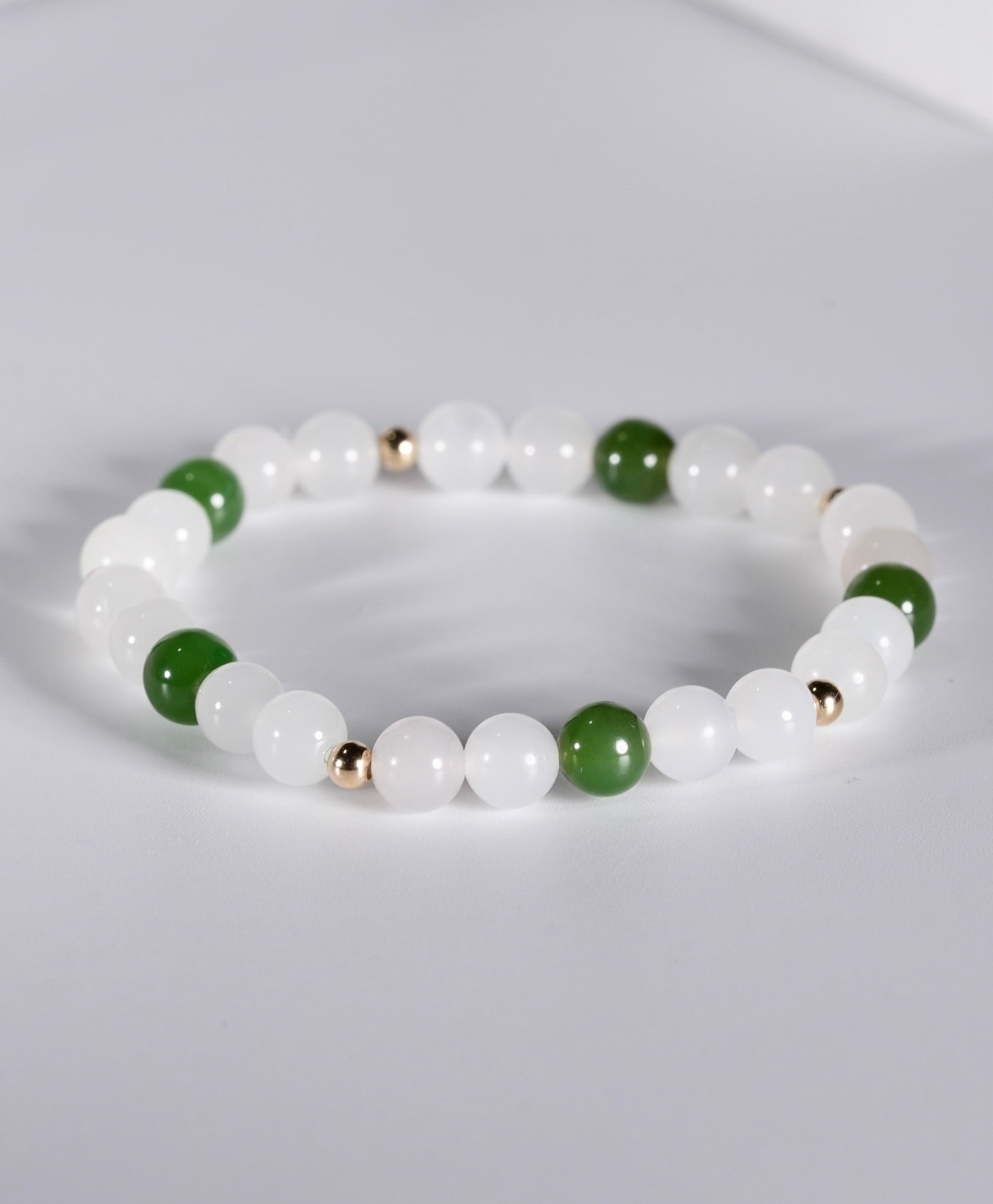 Hetian White Jade Beaded Bracelet 6mm Natural Jade #1903