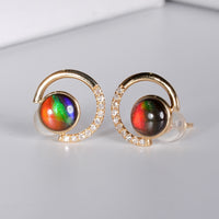 18K Diamond Top Grade Ammolite Earrings #1537