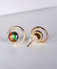 18K Diamond Top Grade Ammolite Earrings #1537