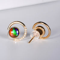 18K Diamond Top Grade Ammolite Earrings #1537