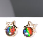 18K Diamond Ammolite Earring #369