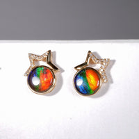 18K Diamond Ammolite Earrings #368