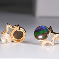 18K Diamond Ammolite Earring #369