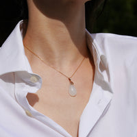 18k White Jade Water-drop Pendant#1506