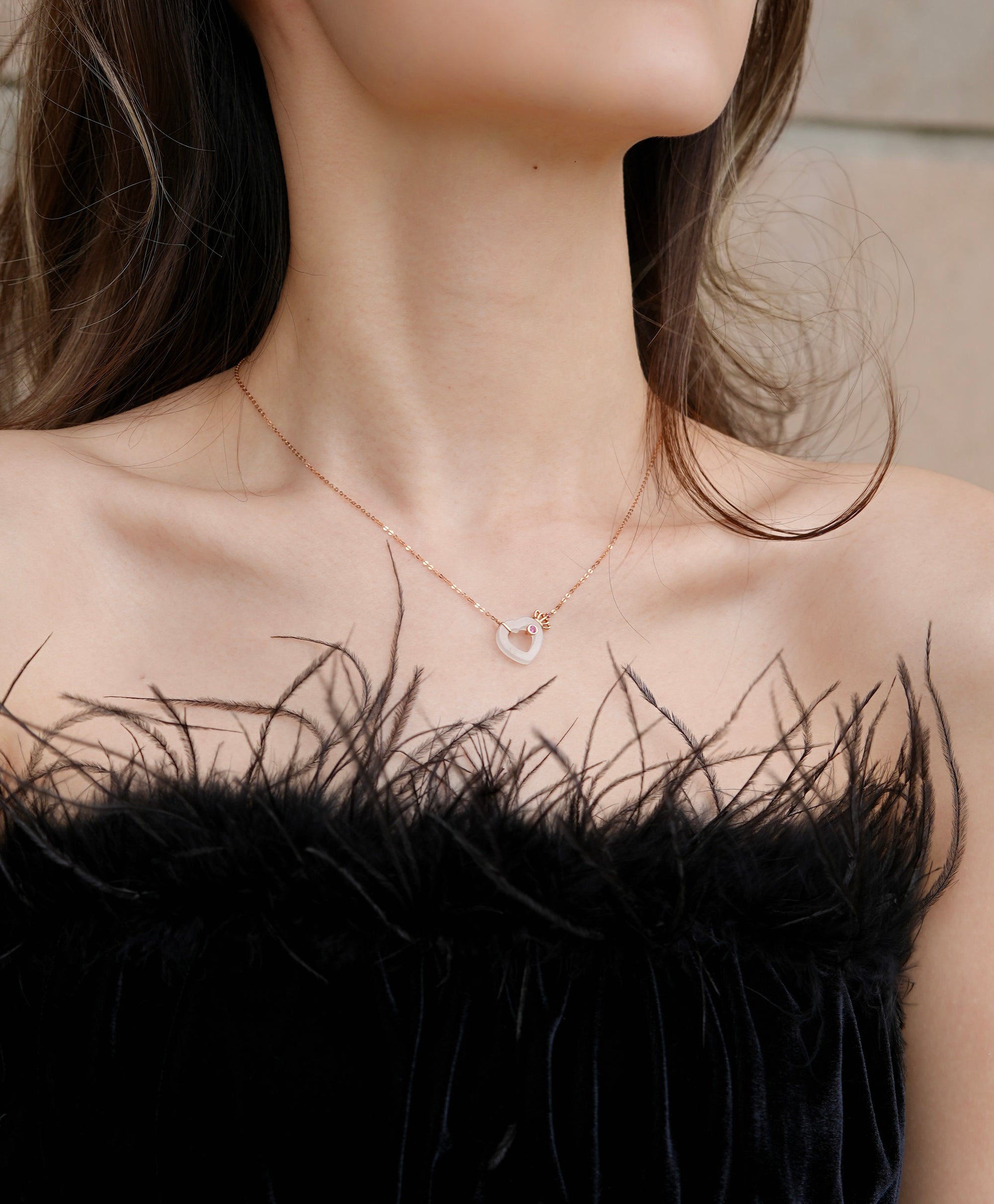 18k White Jade Heart Shape Pendant #1510