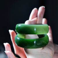 TOP GRADE SIBERIAN JADE BANGLES - ONE PAIR  #1892