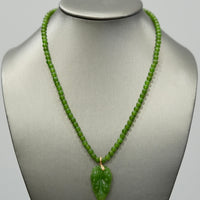 Siberian Jade Leaf Beaded Necklace #1666-2