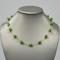 18k 8mm Chatoyant Jade Starry Necklace #2563