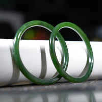 SIBERIAN DING DANG JADE BANGLE - ONE PAIR 58MM #1950